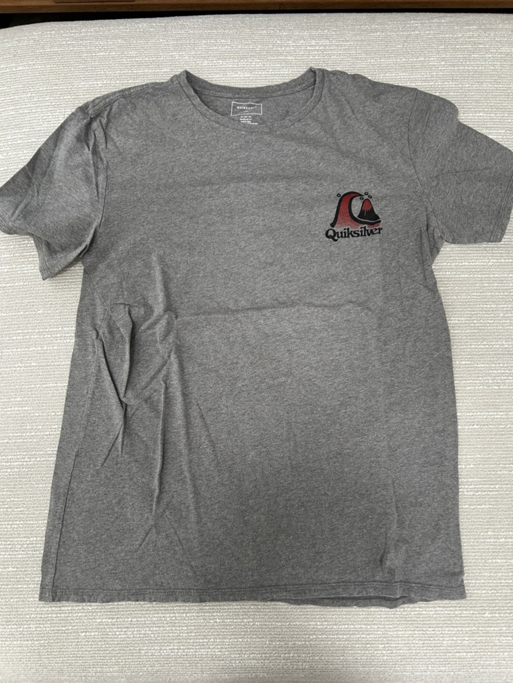 Quiksilver Gray Short Sleeve Tee with Red & Black Chest Logo